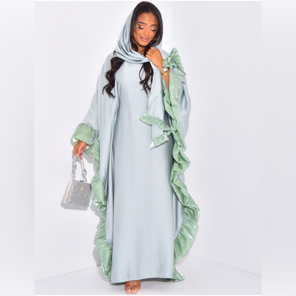 Elegant butterfly ruffle kaftan
